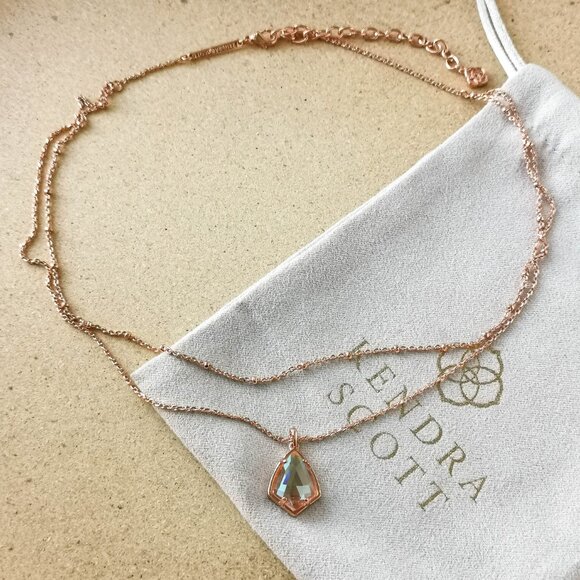 NEW Kendra Scott Rose Gold Blush Dichroic Glass Cory Necklace - Picture 2 of 3